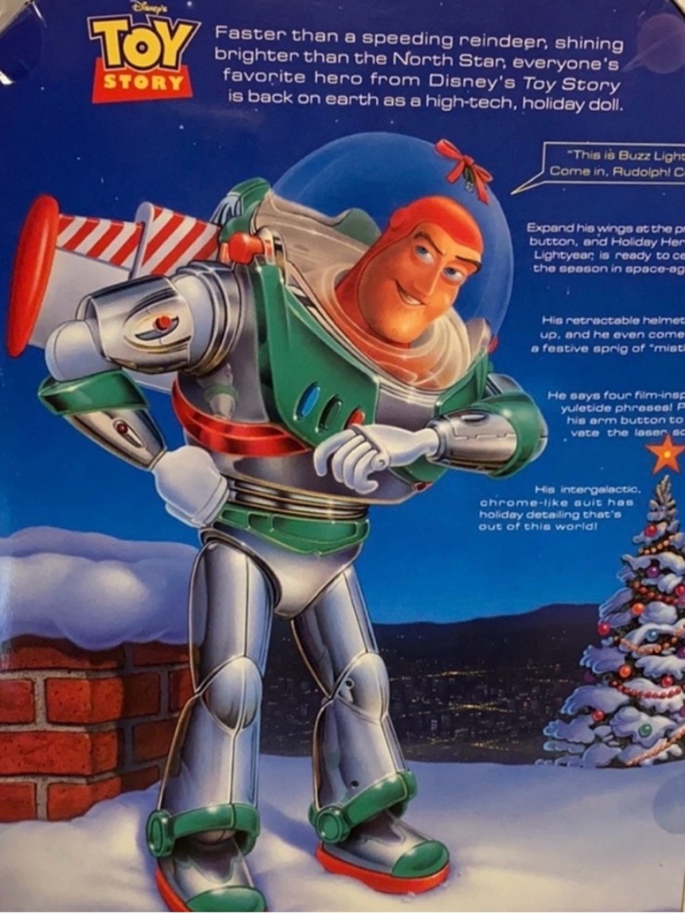 Buzz Lightyear Holiday Figure - Green, White, Silver 1998 12” tall